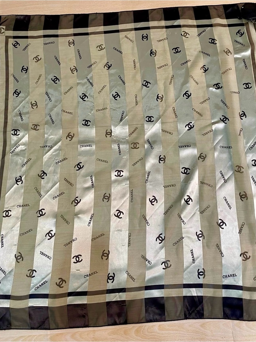 Logo Silk Scarf in Mint Green and Black - Picture 2 of 3